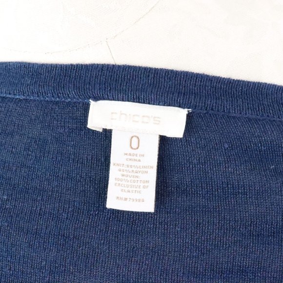 Chico's Women's S/4 Blue White Ombre Linen Cotton Open Front Cardigan Sweater - Picture 9 of 9